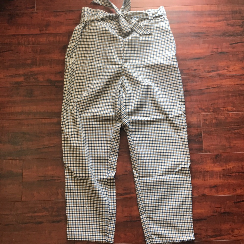 High waist paper bag pants